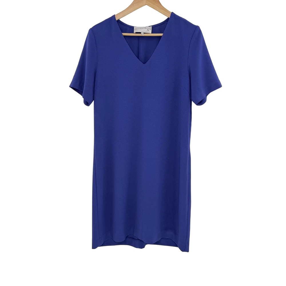 Charles Henry Blue V Neck Short Sleeve Shift Dress Size L